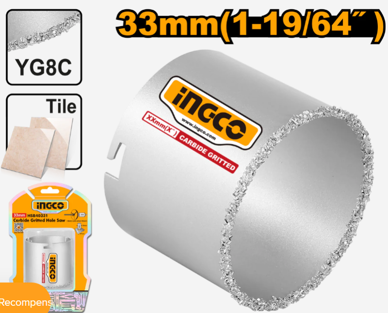 Mecha Copa Grano Carburo Super Ingco - 33Mm - Hsb40331