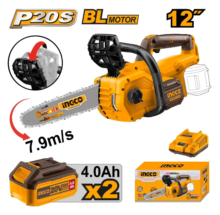 Motosierra Inalambrica Super Ingco P20S - 20V 12" (7,9 M/S) C/x2Bateria C/Bateria C/Carton - Cgsli201286-4