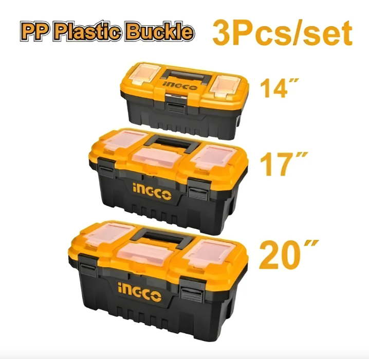 Caja Herramienta Plastica Set X3 (14 /17 /20 ) Traba Plastica + 3 Bandejas - Pbxk0301