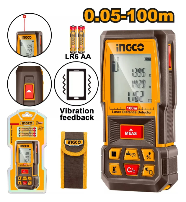 Metro Laser - Super Ingco - 0.05-100M + Estuche - Hldd1008