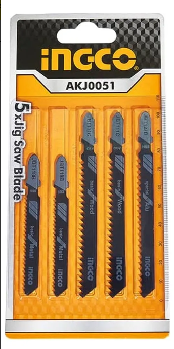 Set Juego Hojas Sierra Caladora Super Ingco - Madera+Metal+Alum X5 Un - Akj0051