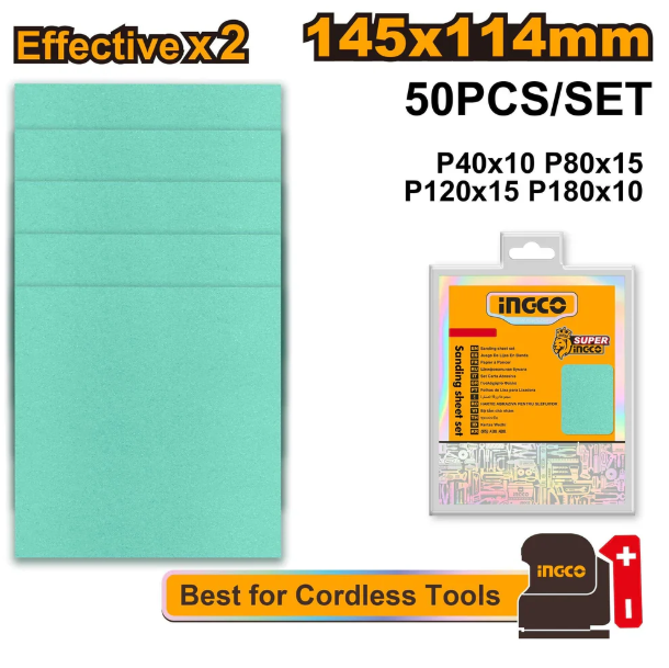 Lija Multiuso Para Lijadora Orbital Super Ingco 154x114mm (x50 Pcs) - AKFS145115