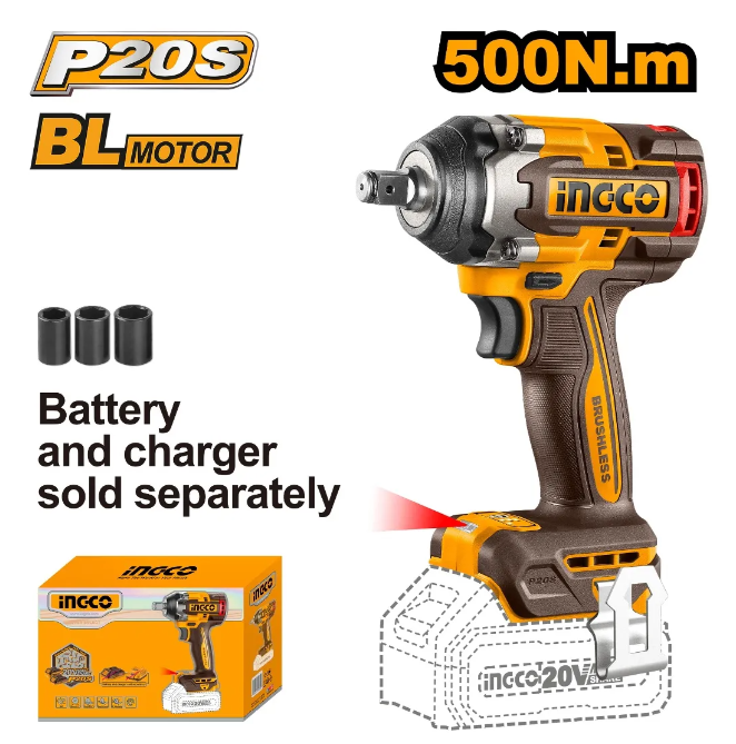 Llave Impacto Super Ingco - P20S 500N.M Brushless S/Bateria C/Carton - Ciwli20501