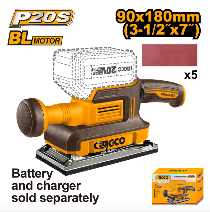 Lijadora Orbital Super Ingco - P20S 90X180Mm S/Bateria C/Carton - Cfsli2031