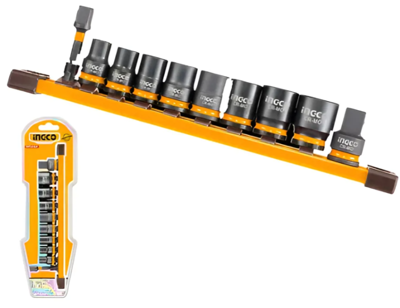 Juego Bocallaves de Impacto Hexagonal 3/8" - 10 Pcs 8-19mm + Adpatador - Industrial - HKISSD38104