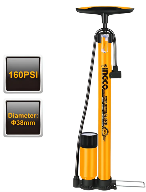 Inflador De Pie Cuerpo Metalico Con Manometro 38Mmx500Mm - Mpp3811