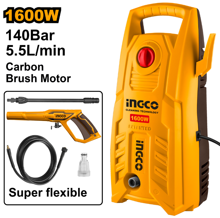 Hidrolavadora Super Ingco 5.5L/Min - 1600W 220-240V C/Cable C/Carton - HPWR16008-4