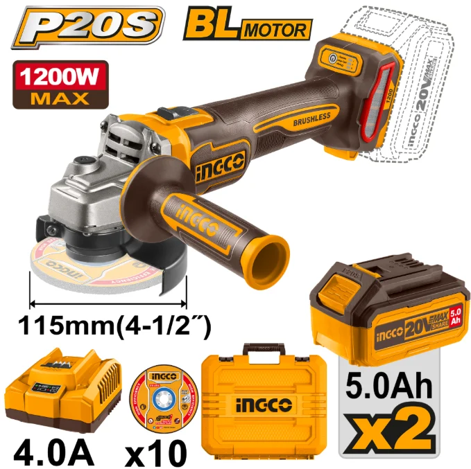 Amoladora Angular P20S 115Mm 1200W Max C/2xBat C/Car C/Maletin IG-CAGLI2211532-4