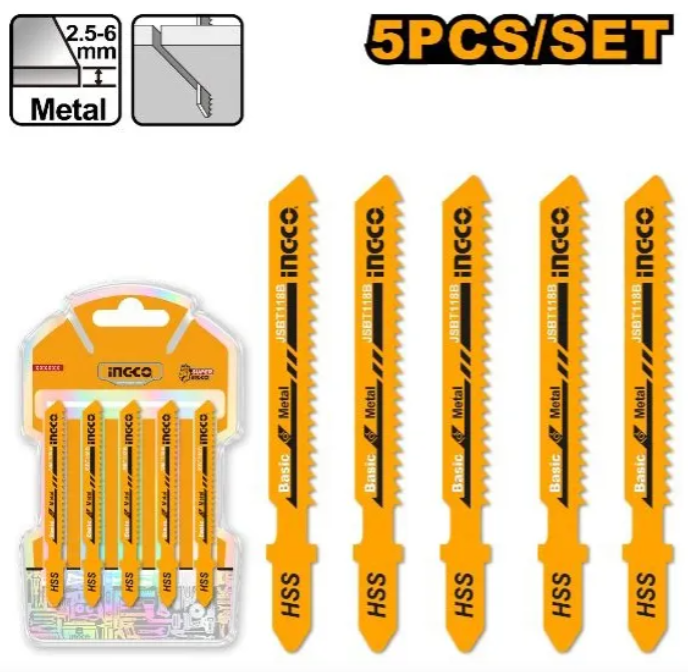 Hoja Sierra Para Caladora Super Ingco - Blisterx5 50Mm 12Tpi Metal - Jsbt118B