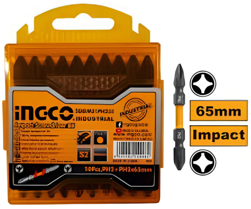 Punta Taladro Super Ingco - Ph2+Ph2 - 65Mm (Set 10Pcs) Industrial - Sdbim21ph233