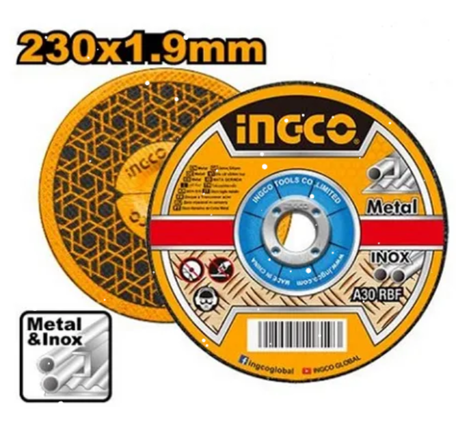 Disco Corte Abrasivo Metal Centro Deprimido Super Ingco - 230x1.9x22.2mm - MCD192302