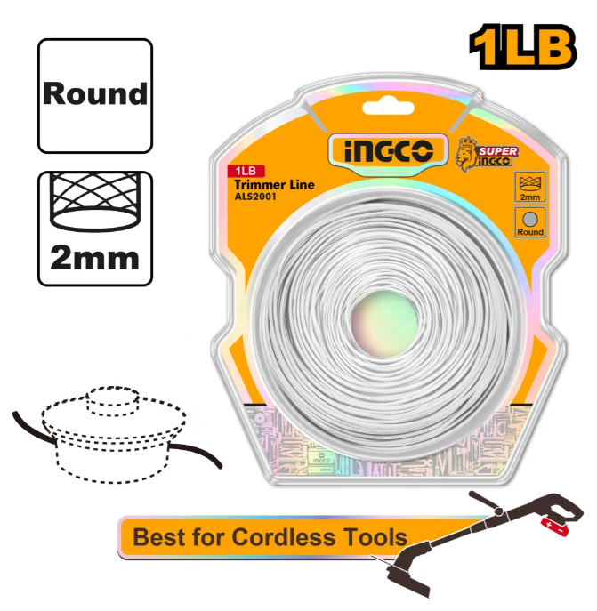 Tanza Bordeadora Redonda 2.0mm 120Mts Super Ingco - Als2001