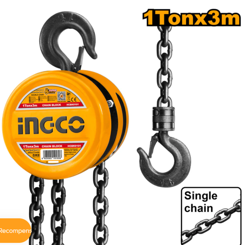 Aparejo Manual Cadena 1Tn x 3Mts Super Ingco - HCBK0101