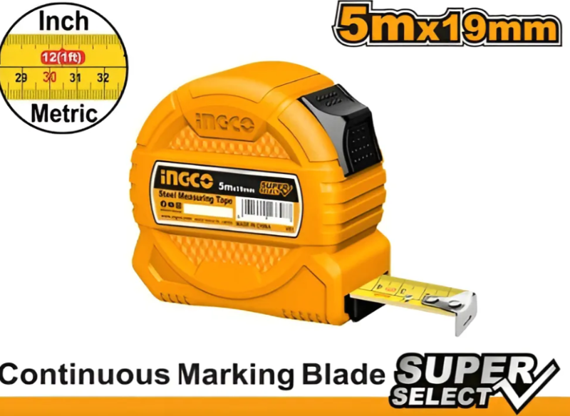 Cinta Metrica Super Ingco - 5Mx19Mm - ABS Metrica-Pulgada - Hsmt39519