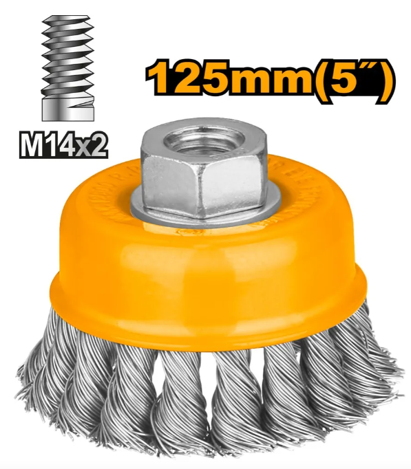 Cepillo Copa Trenzada Super Ingco - 5` /125Mm Para Amoladora Rm14 - Wb21251