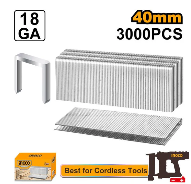 Grampa Engrampadora 40mm (X3000Und) Ingco 18GA - AST18403