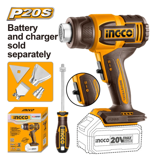 Pistola De Calor Super Ingco- P20S S/Bateria C/Carton - Hgli2006