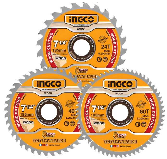 Set Disco Sierra Circular 3 Pcs - 185mm (7") 24T-40T-60T - Industrial - Tsb51852153