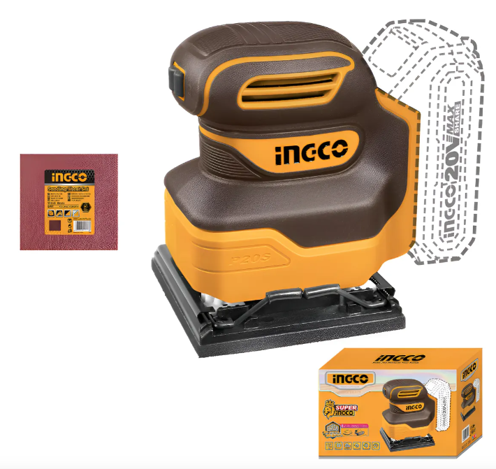 Lijadora Orbital De Palma Super Ingco - P20S 110X110Mm S/Bateria C/Carton - Cshsli2014