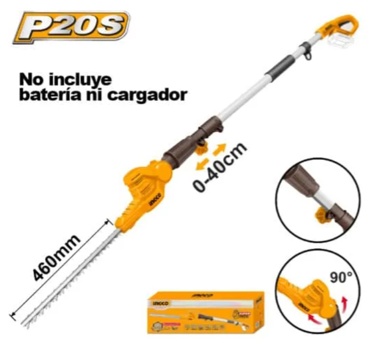 Cortacerco En Altura Extensible Super Ingco - P20S 460Mm S/Bateria C/Carton - CPHT201601