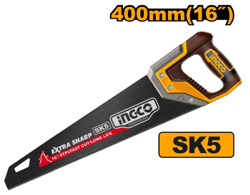 Serrucho Carpintero Ingco SK5 Diente Tiburon 400Mm(16") - Hhas68400