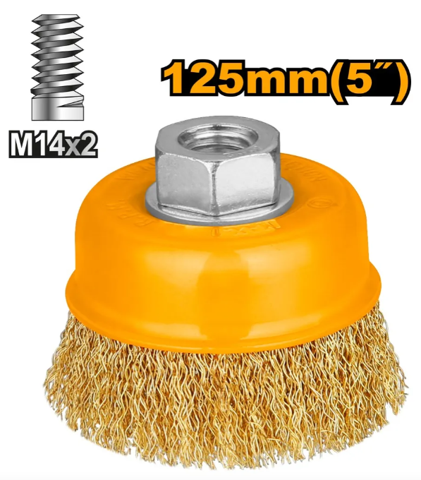 Cepillo Copa Rizado Super Ingco - 5` /125Mm Para Amoladora Rm14 - Wb11251