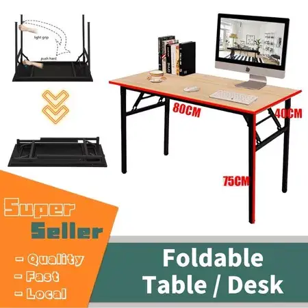 80X40X75CM Foldable Table/Desk Home Office Computer Solid Wood+Stainless Steel/C01002