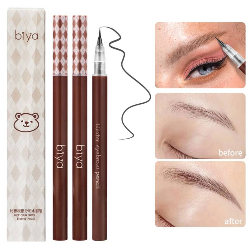 Biya Liquid Waterproof Brow Stroke Pen Ultra Fine Nib Eyebrow Pencil Sweat Resistant Eyeliner Pen