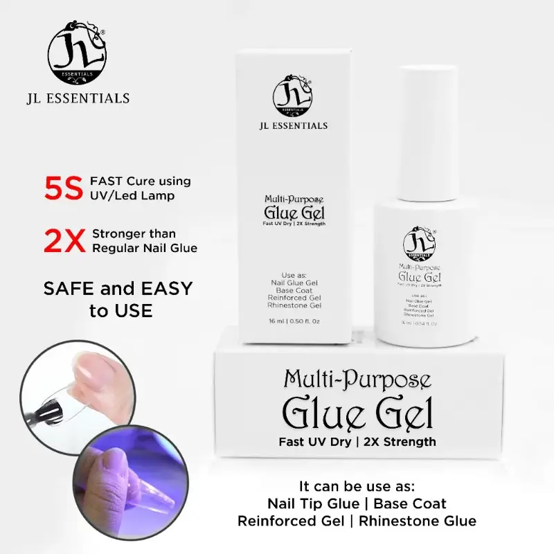 Multi Purpose Glue Gel Use as Nail Glue / Base Coat / Rhinestone Glue / Extension needs Lamp 16ml