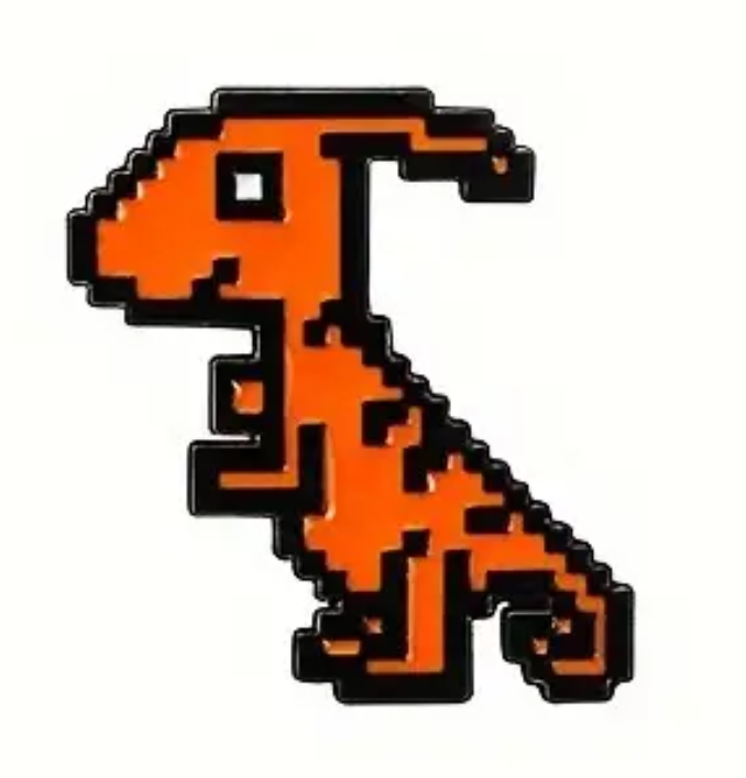 Dino Retro Pixel 01 Orange