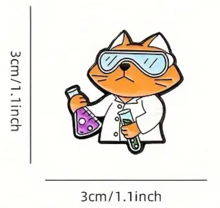 Gato Cientifico con Proveta y Matraz