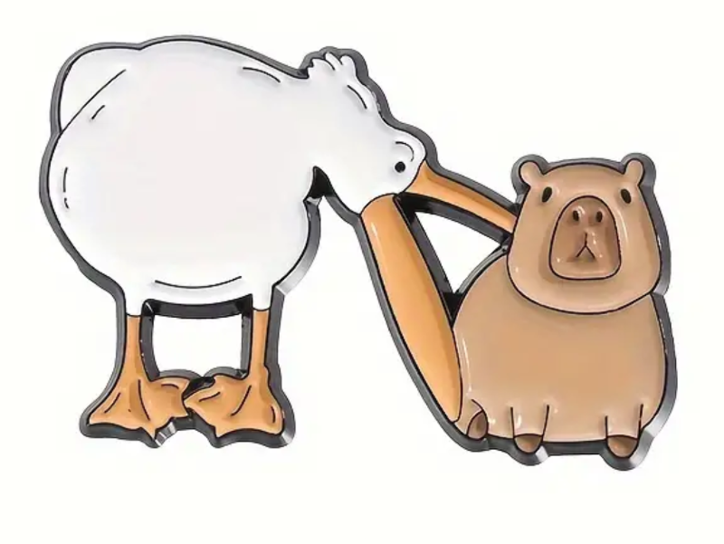 Capibara con pelicano