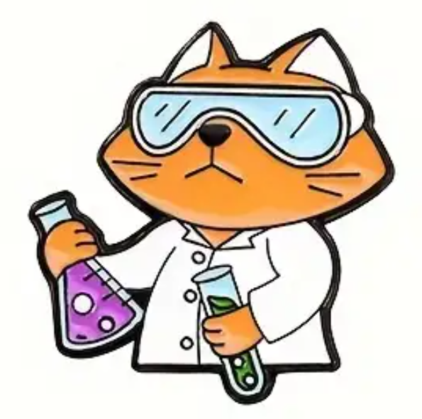 Gato Cientifico con Proveta y Matraz