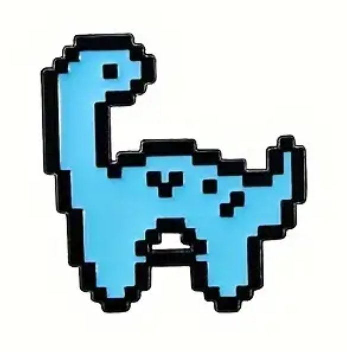 Dino Retro Pixel 02 Azul Claro