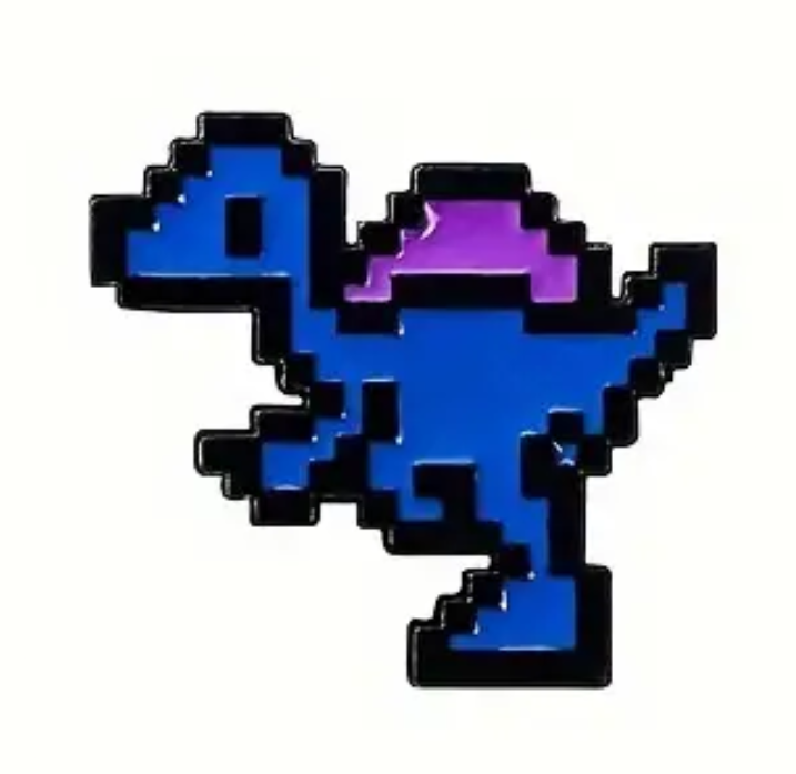 Dino Retro Pixel 03 Azul Rey