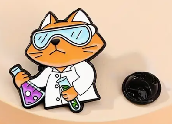 Gato Cientifico con Proveta y Matraz