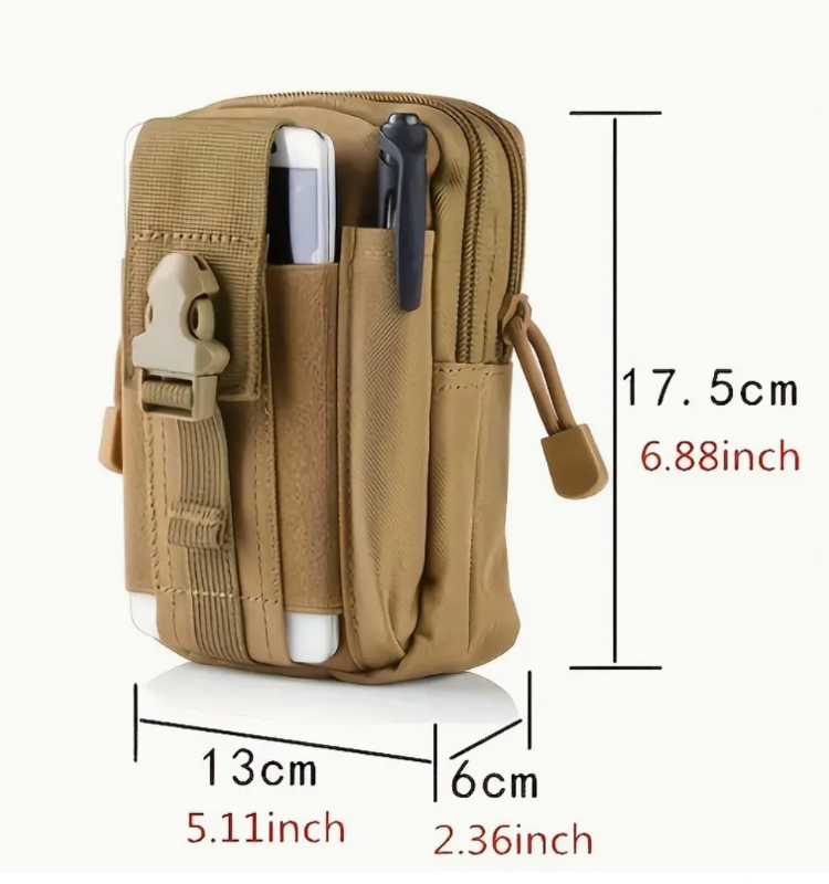 Cartera Mini BagPack color Verde Militar, multicompartimentos