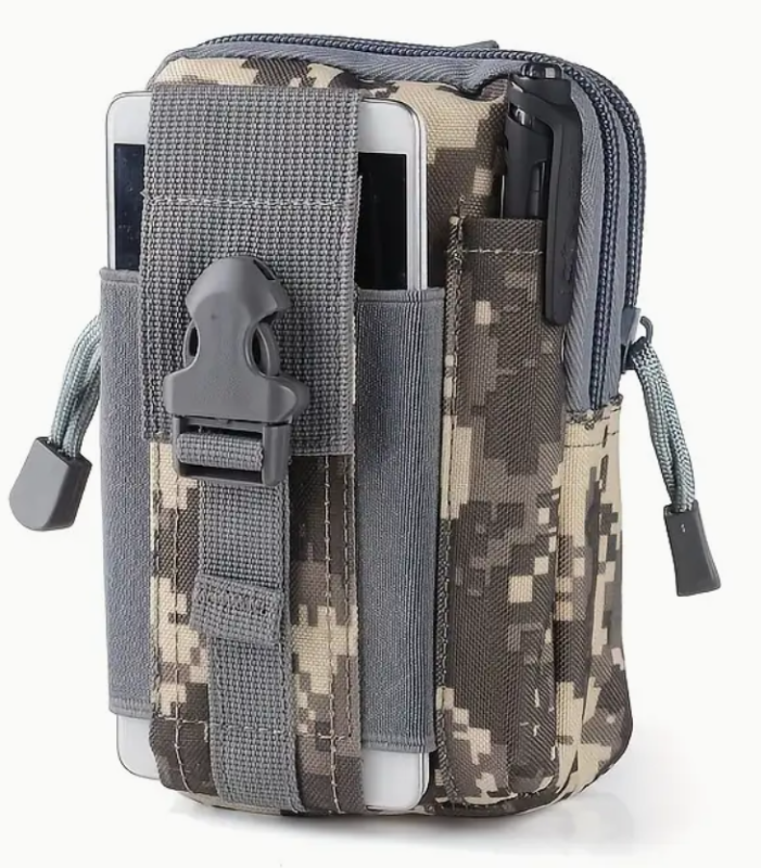 Cartera Mini BagPack color Camuflaje, multicompartimentos