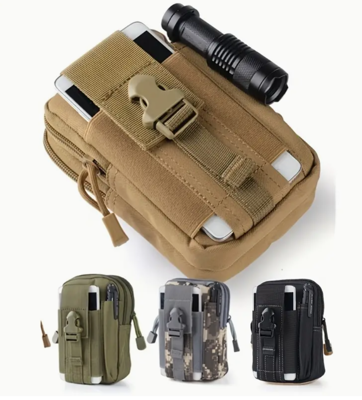 Cartera Mini BagPack color Verde Militar, multicompartimentos