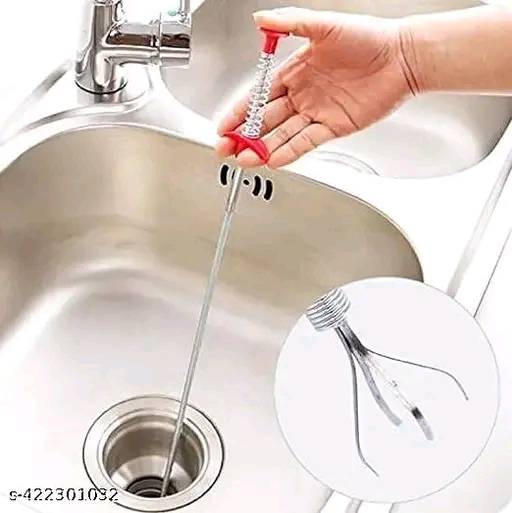 057 - Drain Cleaner Wire Stick Stainless Steel Hair Catching Claw Drain Sewer Cleaning Spring