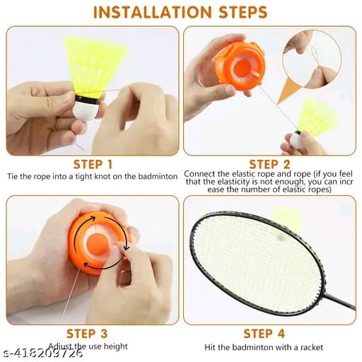 029 - Adjustable Indoor Badminton Training Unit for Kids and Adults Includes 6 Shuttlecocks