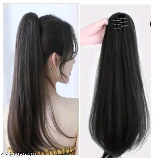 069 - 30" inch Long Hair Extension With clutcher Black Color Hair Extension Straight hair