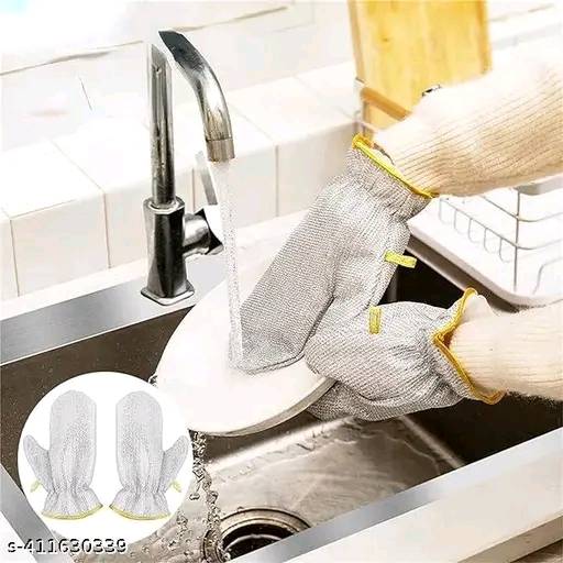 27 - Non Scratch Wire Dishwashing Hand Gloves, Waterproof Home Kitchen Utensils Cleaning