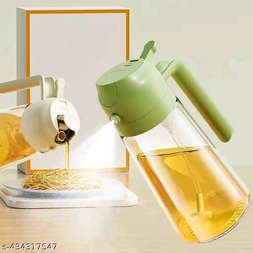 074 - 500ml 2 in 1 Olive Oil Sprayer and Oil Dispenser Bottle for Kitchen, Glass Oil Bottle