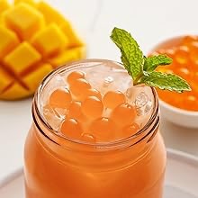 Mango, Passion Fruit Popping Boba Tea