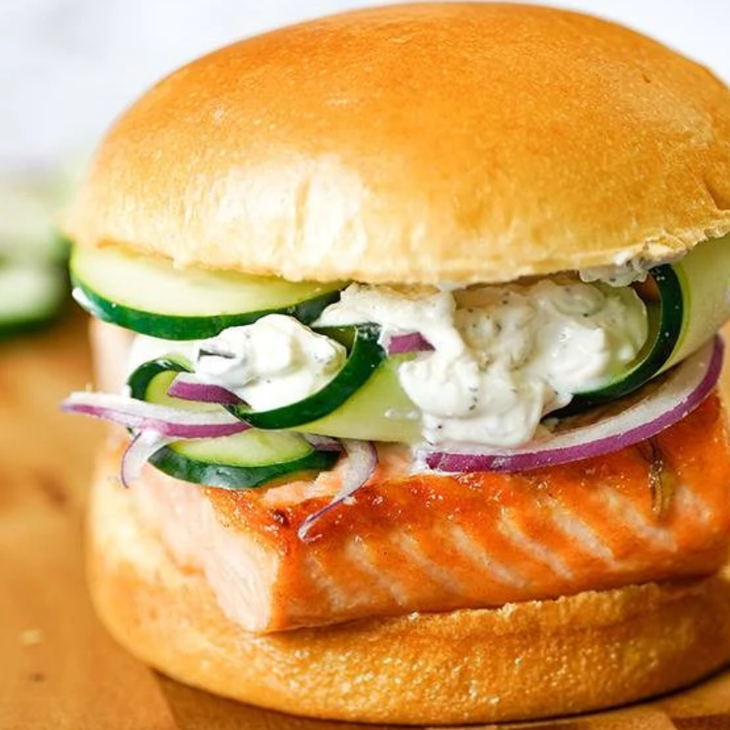 Grilled Salmon On A Brioche Bun