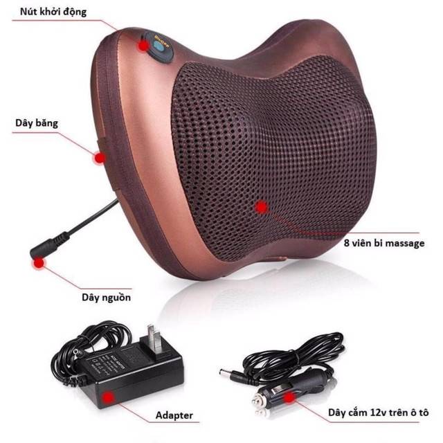 Gối massage hồng ngoại 8 bi