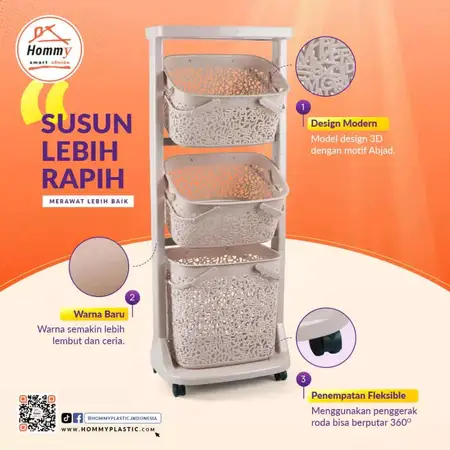 KERANJANG LAUNDRY SUSUSN 3 KERANJANG MULTIFUNGSI