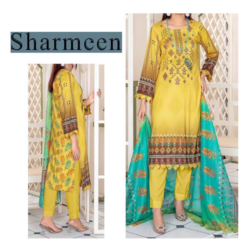Staple Linen Embroidered Suit (1397-007) Fatima's Collection