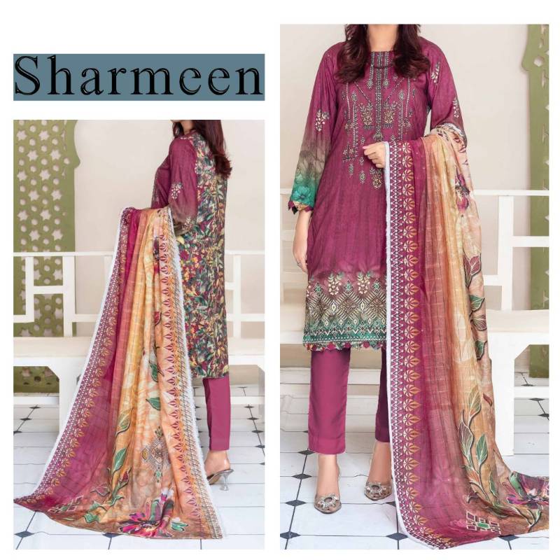 Staple Linen Embroidered Suit (1397-010) Fatima's Collection